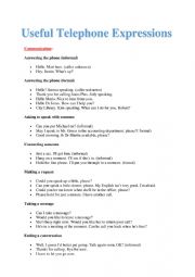 English Worksheet: communication: telephone conversations