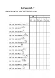 English Worksheet: INTERVIEW ABOUT FOOD