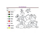 English Worksheet: color by number