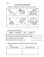 English Worksheet: Diurnal