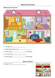English Worksheet: Rooms in a house