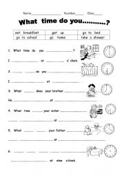 English Worksheet: What time