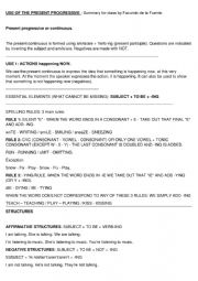 English Worksheet: SUMMARY PRESENT CONTINUOUS