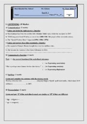 English Worksheet: Language & Listening Test