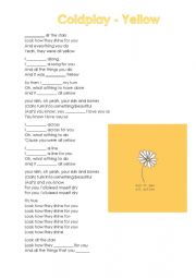English Worksheet: Coldplay Yellow Past Simple