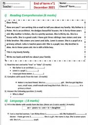 English Worksheet: 6th form end of term n1