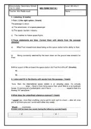 English Worksheet: Mid - term test 1 ; 4th form