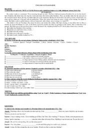 English Worksheet: ENGLISH A1 EXAM PAPER+KEY