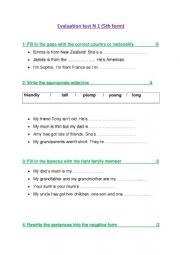 English Worksheet: revision 6th and 7th form ( Tunisian students)