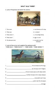 English Worksheet: THERE WAS THERE WERE   DINOSAURS