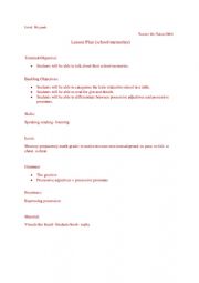 English Worksheet: 9th form lesson plan 