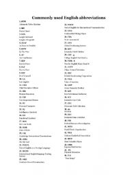 English Worksheet: English abbreviation