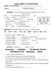 English Worksheet: Test about Christmas things
