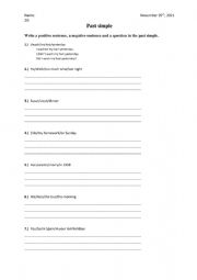 English Worksheet: past simple