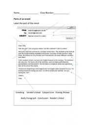 English Worksheet: Parts of an Email Guide