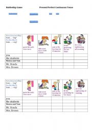 Present Perfect Progressive Tense Battleship Game