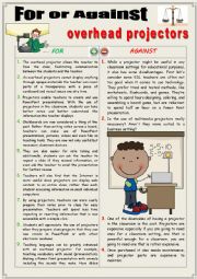 For or against TEACHING with an OVERHEAD PROJECTOR (Debating)