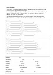 English Worksheet: Introducing myself - funny fill-in story