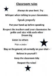 English Worksheet: Classroom rules