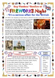 English Worksheet: Fireworks Night - It is a serious affair for the British