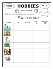 English Worksheet: Hobby survey
