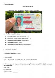 English Worksheet: Lil Nas X driver�s license