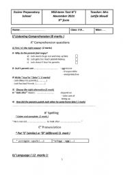 English Worksheet: mid-term test 1 