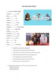 English Worksheet: Secret Life of Pets Can Can�t worksheet