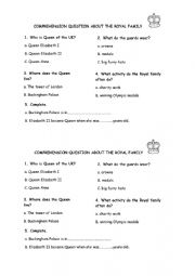 English Worksheet: QUIZ ABOUT THE ROYAL FAMILY