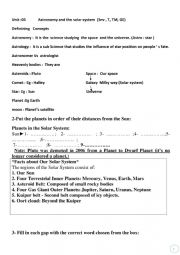 English Worksheet: Astronomy introduction