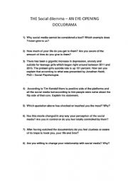 English Worksheet: The social Dilemma