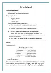 English Worksheet: remedial work