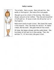 English Worksheet: Nelly the nurse