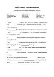 English Worksheet: Modals