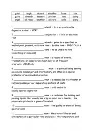 English Worksheet: Spelling Words Grade 4 Week 27
