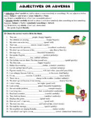 English Worksheet: Adjective or adverb