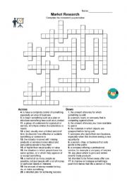 English Worksheet: Business Market Research Vocabulary Crossword