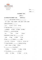English Worksheet: placement test