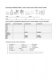 English Worksheet: COMPARING ANIMALS