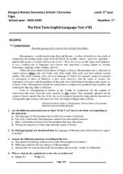 English Worksheet: test third year philosophy