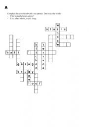 English Worksheet: House and Furniture half crossword