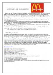 English Worksheet: Mc Donald�s and globalization