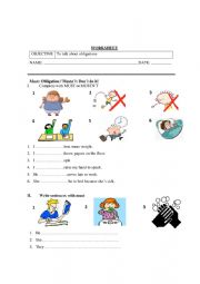 English Worksheet: Must and have to
