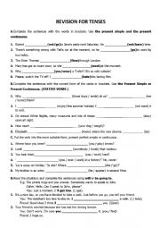 English Worksheet: REVISION FOR TENSES