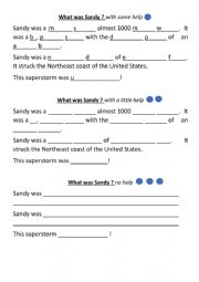 English Worksheet: What was hurricane sandy