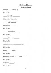 English Worksheet: Skeleton Hiccups (blanks)