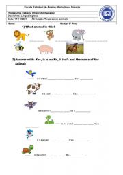 English Worksheet: TEST ANIMALS