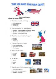 English Worksheet: The Uk and the USA quiz