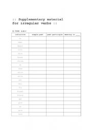 English Worksheet: irregular verbs exercise worksheet 