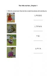 English Worksheet: The little red hen